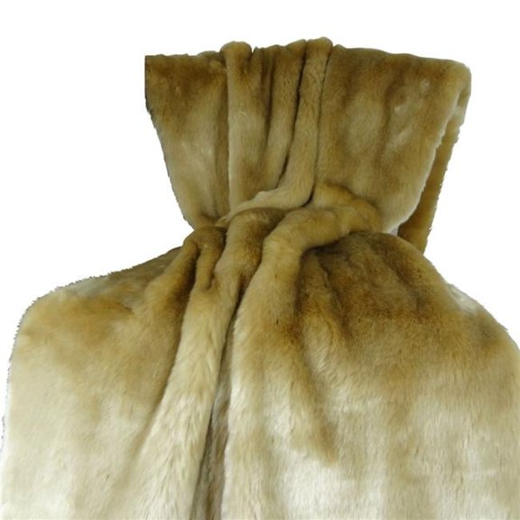 90 x 90 in. Tissavel Faux Fur Handmade Throw Blanket - Taupe