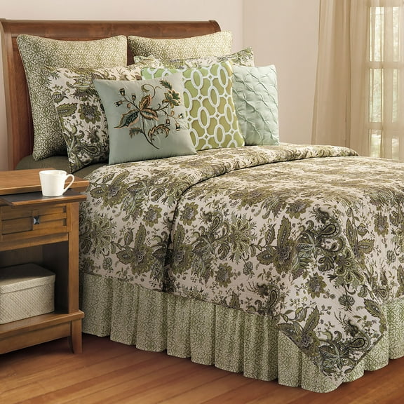 Esmeralda Botanical Jacobean Theme Full/Queen 100% Cotton Reversible Bedding Quilt
