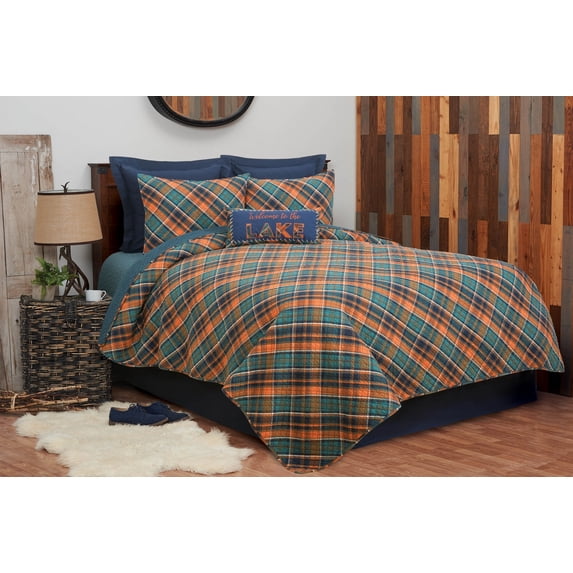 Troy Plaid Full/Queen Bed Reversible 3 Piece Machine Washable Bedding Quilt Set
