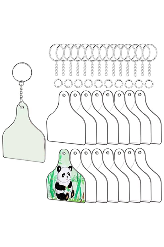 90 x Acrylic Ornament Blanks Keychain Acrylic Cow Ear Blanks for Projects Keychain Pendants Shaped