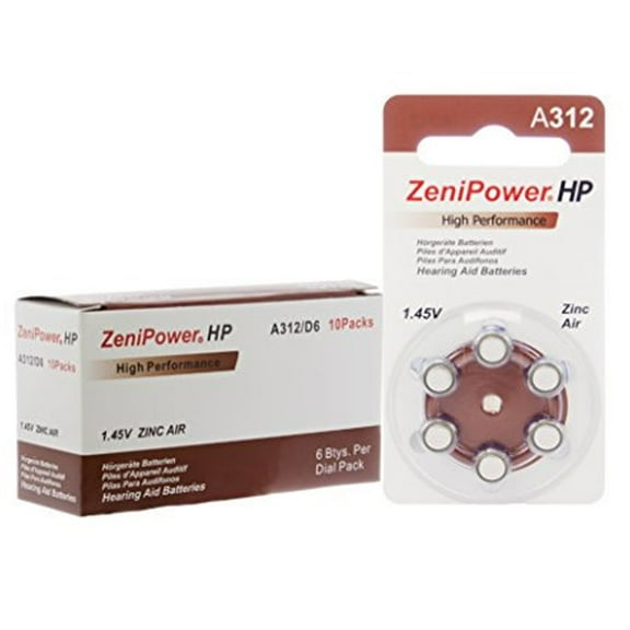 90 x Size 312 ZeniPower Hearing Aid Batteries