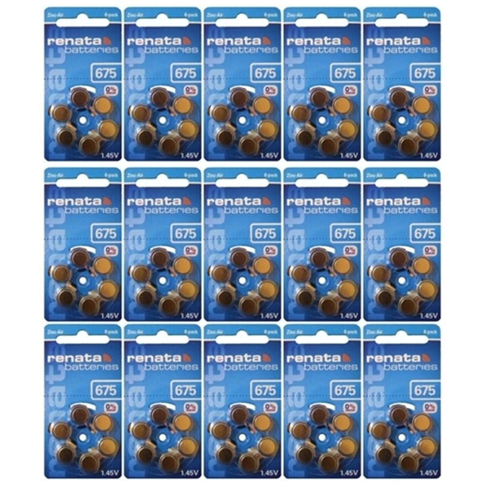 90 x Size 675 (ZA675) Renata Hearing Aid Batteries