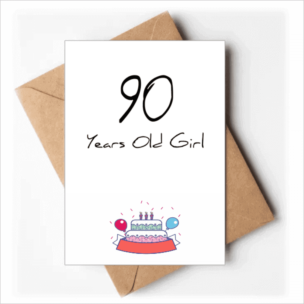 90 years old Girl Age Longevity Happy Birthday Greeting Cards Envelopes Blank