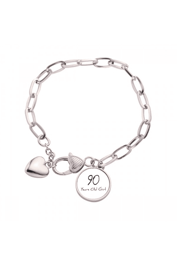 90 years old Girl Age Longevity Heart Chain Bracelet Jewelry Charm Fashion