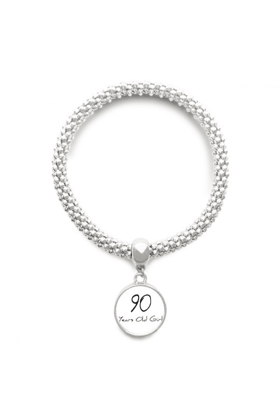 90 years old Girl Age Longevity Sliver Bracelet Pendant Jewelry Chain Adjustable Bangle