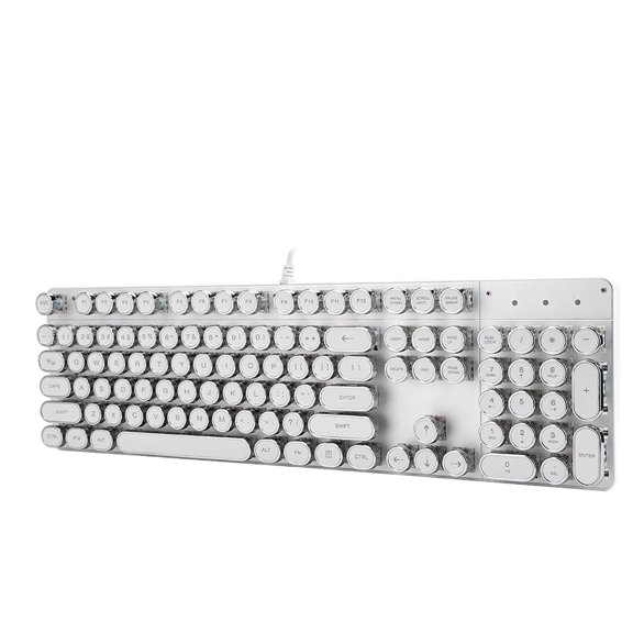 900-5 Retro White Mechanical Keyboard, Qwerty Layout with Round Caps, Wired USB Computer Peripheral