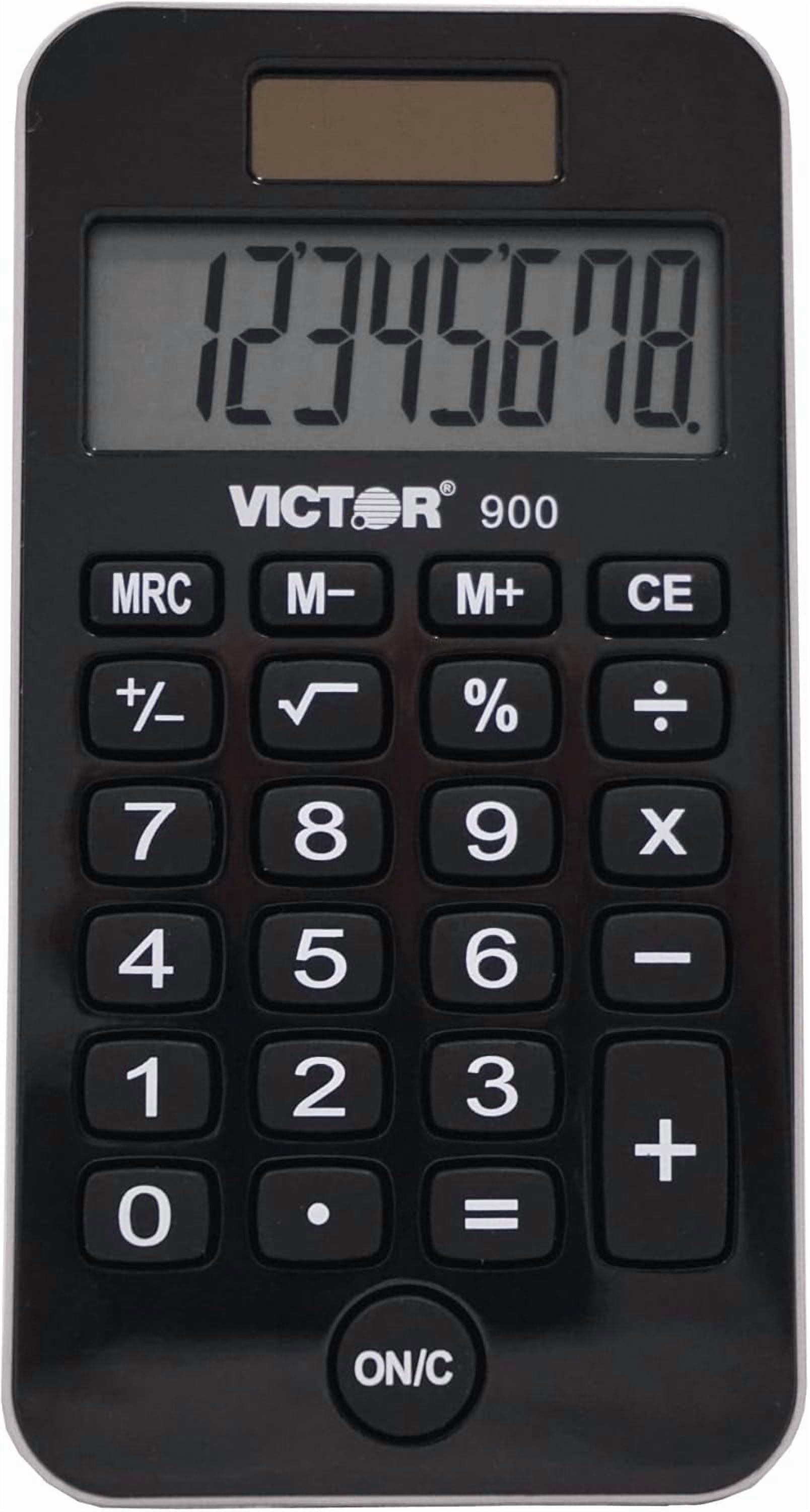 900 8-Digit Standard Function Calculator with Hard Protective Cover, Solar and Battery LCD Display, Small Pocket for Students Professionals, Black, 0.3" x 2.5" 4.3"