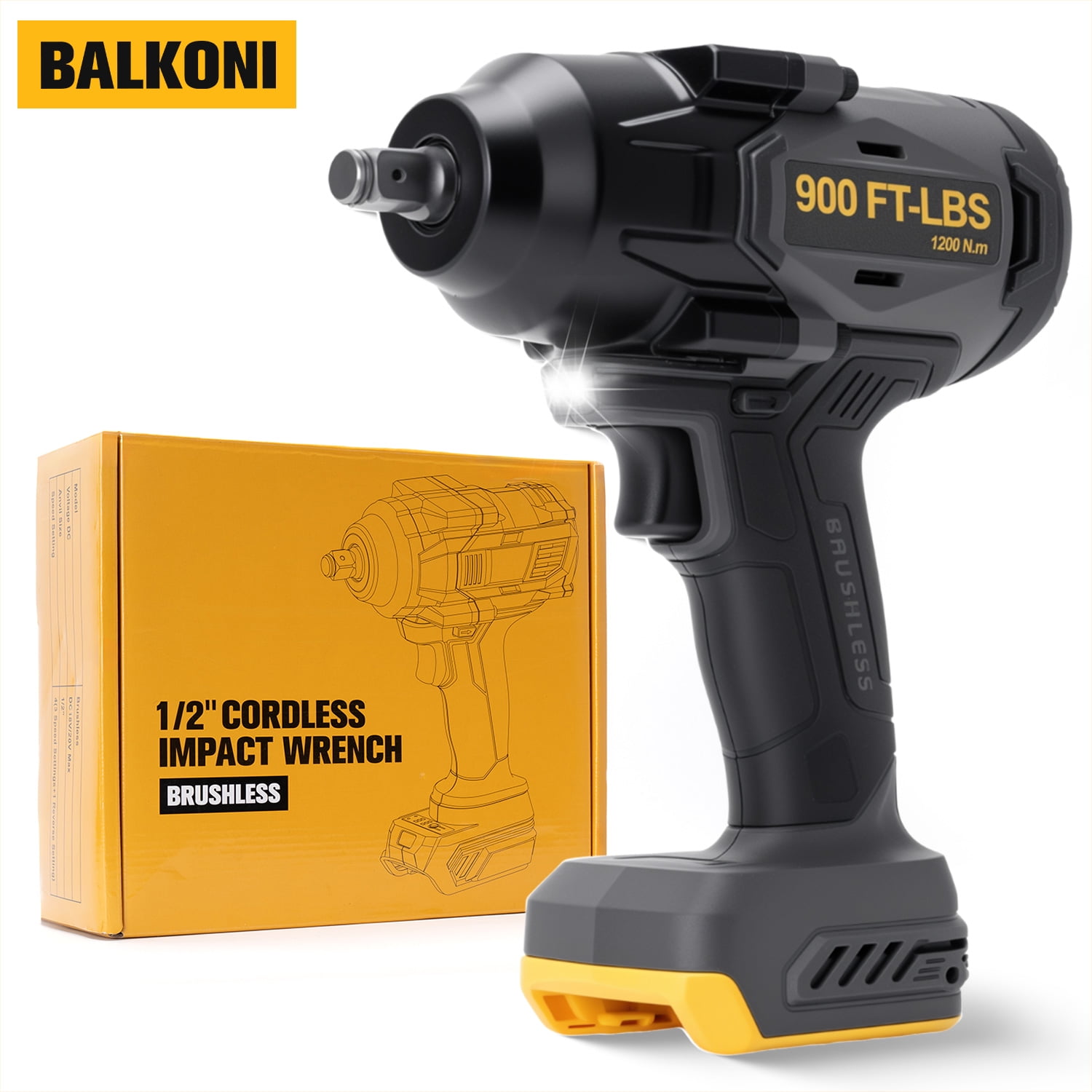 900 Ft-lbs Cordless Impact Wrench, 1/2 Inch Fit DeWALT 20V MAX