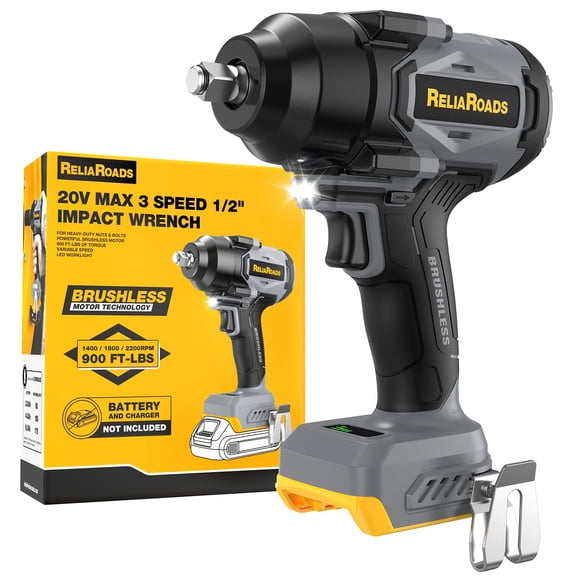 900 Ft-lbs Cordless Impact Wrench, 1/2 Inch Impact Gun Compatible DeWALT 20V MAX Battery, Brushless Constant High Torque Impact Driver with 3 Speed, Tool Only (No Battery Included)