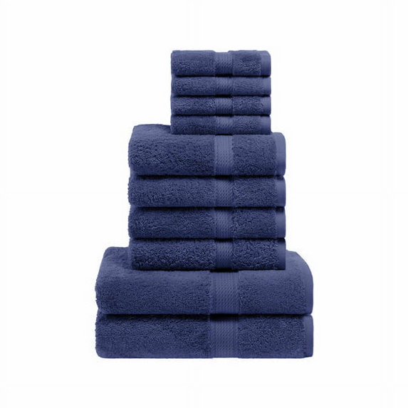 900 GSM Egyptian Cotton Solid 10-Piece Towel Set Navy Blue
