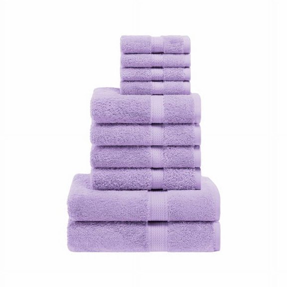 900 GSM Egyptian Cotton Solid 10-Piece Towel Set Purple