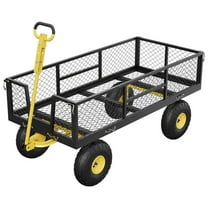 900 LBS Garden Cart on Wheels with Adjustable Handles,  Heavy Duty Steel Garden Wagon with Removable Mesh Sides to Convert into Flatbed
