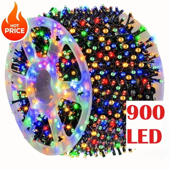 900 LED  String Lights, 295FT 8 Lighting Modes with Memory Plug in Waterproof Green Wire Lights, for Outdoor Birthday  Party Garden Balcony Decorations (Multicolored/ Cool White/ Warm White)