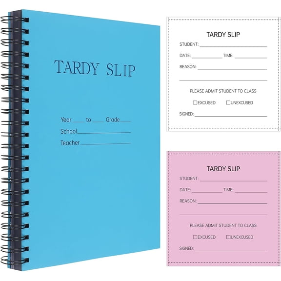 900 Pcs/1 Book Tardy Slip Book with Carbonless Duplicates 3.5 x 4.3 Inch Tardy Slips Per Books Form Register Copy for School Recording Student Late Arrivals Easy Removal Fold and Tear