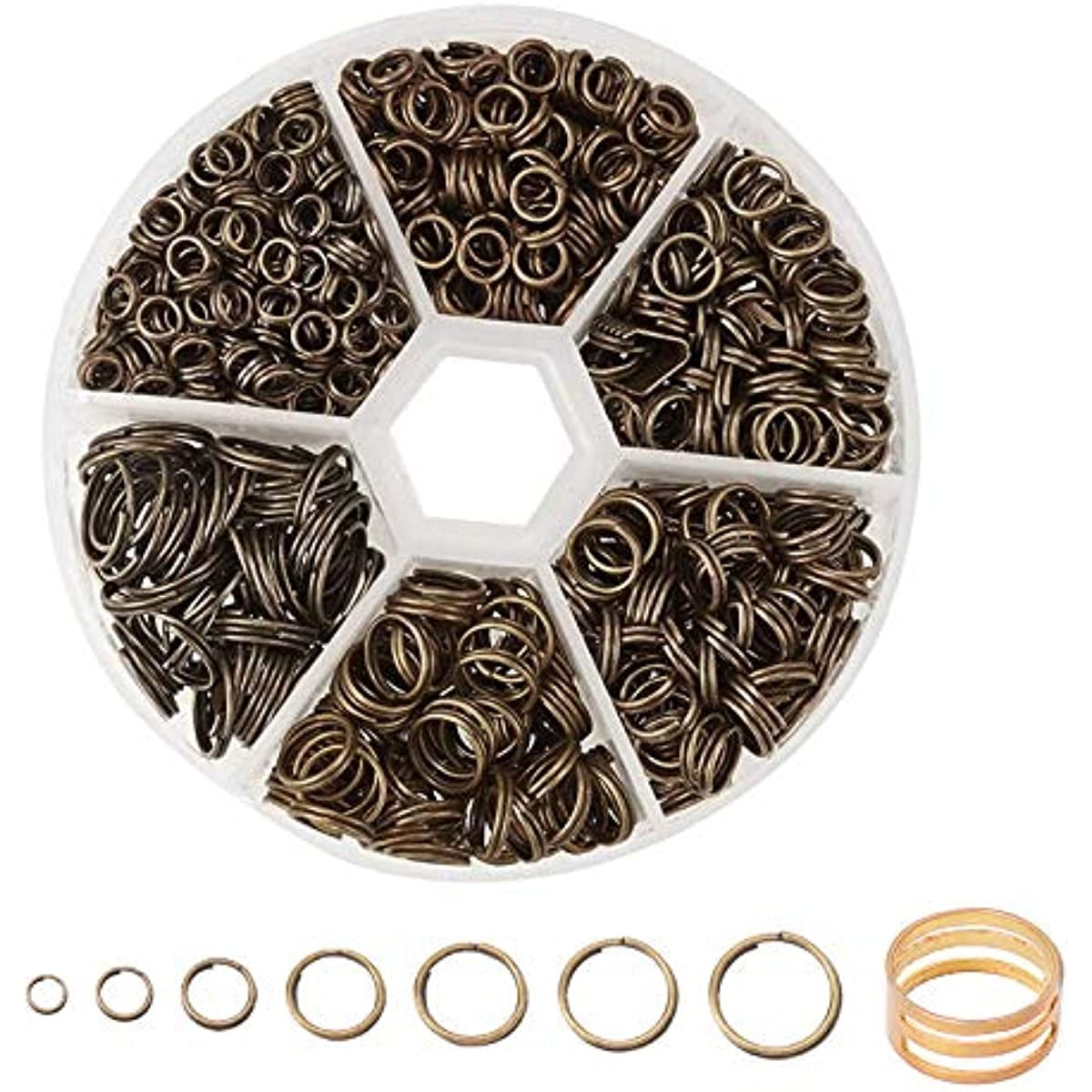 900 Pcs 6 Sizes 4/5/6/7/8/10mm Iron Split Rings Double Loop Jump Ring for Jewelry  Making Antique Bronze 