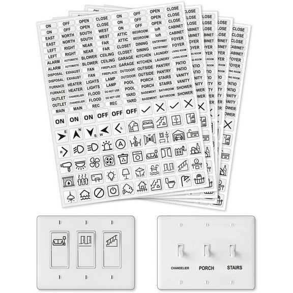 900 Pcs Light Switch Sticker Labels 2 Styles Transparent Switch ID Stickers Switchboard Label Decals for DIY Making