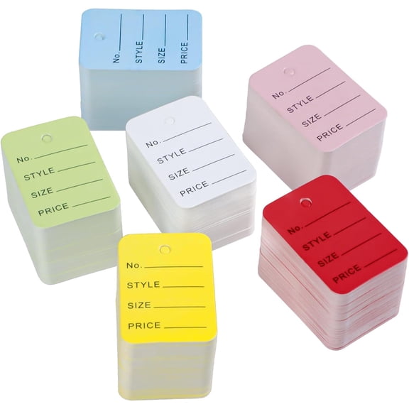 900 Pcs Unstrung Price Tags for Clothes Writable Colored Clothing Tag Without String Small Paper Tags for Pricing Hang Tag Labels for Retail Jewelry Merchandise, 2" x 1 2/5"