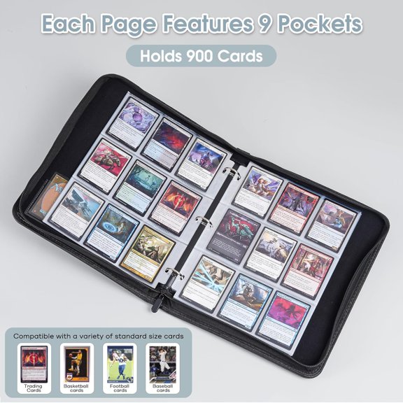900 Pocket Card Binder with Clear Windows - Black