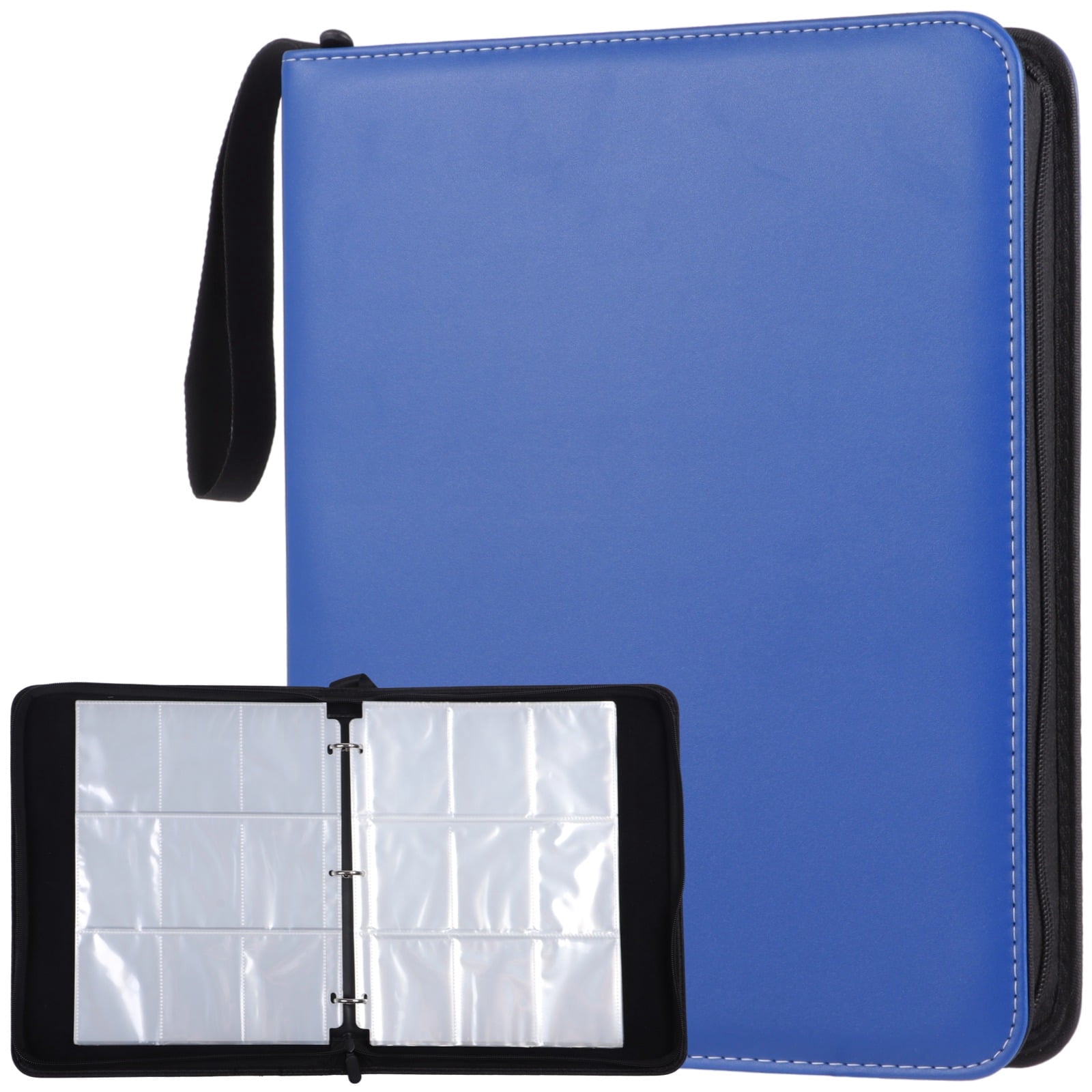 900-Pocket Trading Card Binder, Portable Card Binder with Removable Sheets, Sports Card Binder, PU Leather Storage Case with Zipper for Standard-sized Baseball, Football, Basketball Cards