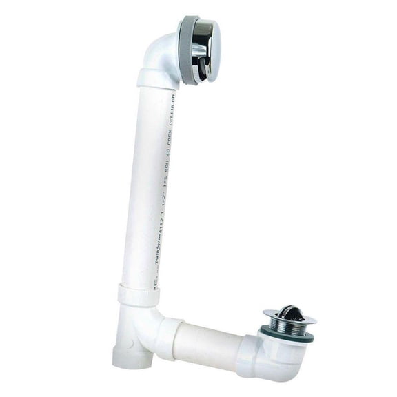 900 Series 16 In. Sch. 40 PVC Bath Waste With PresFlo Bathtub Stopper In Chrome Plated