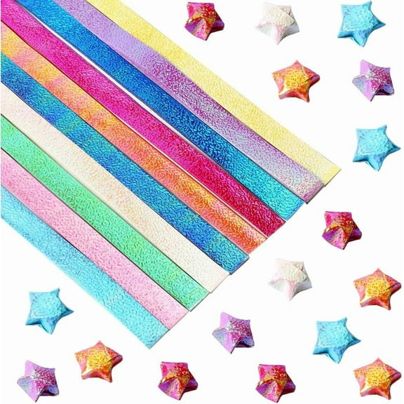 900 Sheets 10 Colors Color Star Paper Star Origami Strips Pearlescent Colored Yellow Pink Blue Green Purple Stars Paper for Crafts DIY Arts Projects Crafting Supplies Wedding Decoration Gift