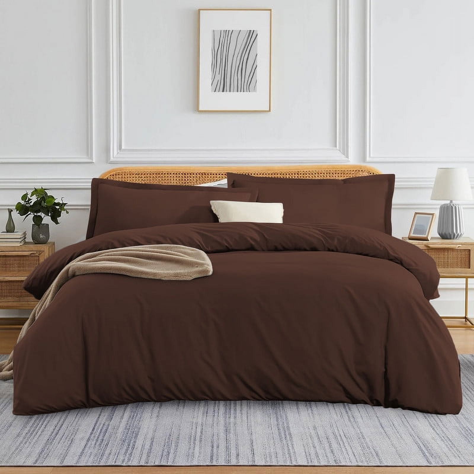 900 TC 100% Egyptian Cotton Duvet Cover Zipper Closur Ultra Soft Durable and Fade Resistant Color Chocolate Solid size Full/Queen