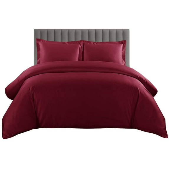 900 TC 100% Egyptian Cotton Duvet set Zipper Closur Ultra Soft Durable and Fade Resistant Color Burgundy Solid size Full