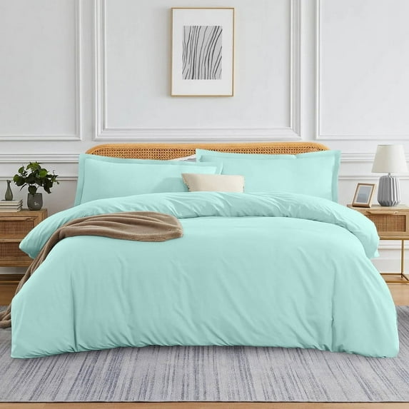 900 Thread Count 100% Egyptian Cotton 1 Piece Duvet Cover with Zipper Closure & Corner Queen/Full 1 Pc Duvet Cover Color Aqua Blue Solid