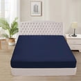 thumbnail image 1 of 900 Thread Count 100% Egyptian Cotton 3-Piece Fitted Sheet ( 1 Fitted Sheet + 2 Pillow Covers) 21 Inches Deep Pocket Size Full XL Color Navy Blue Solid, 1 of 6