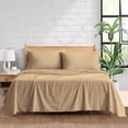 thumbnail image 1 of 900 Thread Count 100% Egyptian Cotton 4-Piece Bed Sheet Set (1 Flat, 1 Fitted Sheet, 2 Pillow Covers) 18 Inches Deep Pocket Size California-King Color Taupe Stripe, 1 of 5
