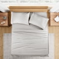 thumbnail image 1 of 900 Thread Count 100% Egyptian Cotton 4-Piece Bed Sheet Set (1 Flat, 1 Fitted Sheet, 2 Pillow Covers) 27 Inches Deep Pocket Size Olympic-Queen Color Silver Grey Solid, 1 of 6