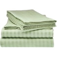 thumbnail image 1 of 900 Thread Count 100% Egyptian Cotton 4-Piece Bed Sheet Set (1 Flat, 1 Fitted Sheet, 2 Pillow Covers) 30 Inches Deep Pocket Size Olympic-Queen Color Sage Stripe, 1 of 5