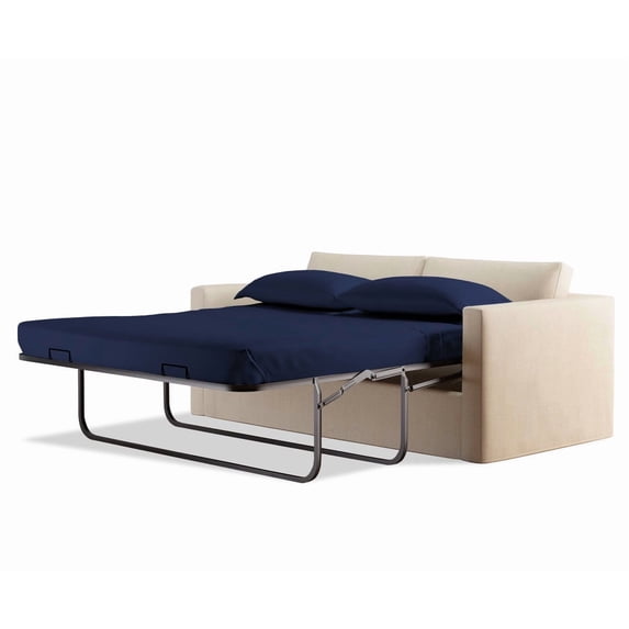 900 Thread Count 100% Egyptian Cotton Sleeper Sofa Bed Sheet Set Solid Queen XL Size (60"x 80"x 10" ) with 4 -PCS Fitted Straps Color Navy Blue