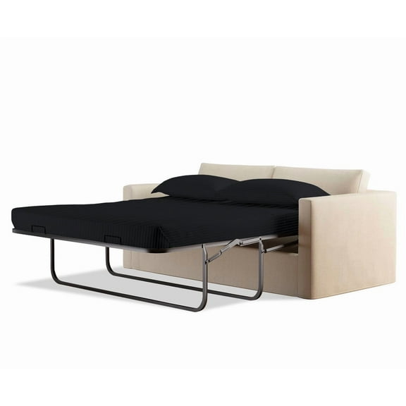 900 Thread Count 100% Egyptian Cotton Sleeper Sofa Bed Sheet Set Stripe Queen Size (62"x 74"x 7" ) with 4 -PCS Fitted Straps Color Black