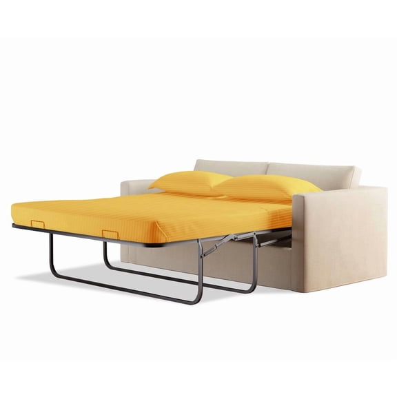 900 Thread Count 100% Egyptian Cotton Sleeper Sofa Bed Sheet Set Stripe Twin Size (36" x 72" x 10") with 4 -PCS Fitted Straps Color Gold