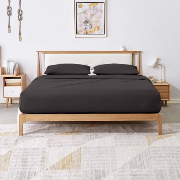 900 Thread Count 4 Piece Quality Sheet Set 15 Inch Deep Pocket 100% Egyptian Cotton Color Dark Grey Solid Size Twin XL