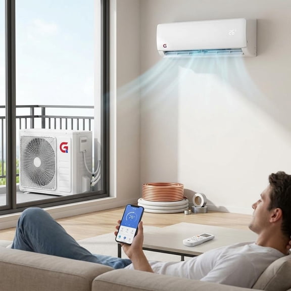 9000/12000/18000/24000 BTU Mini Split Air Conditioner & Heat Pump, Cools Heats Up to 650 Sq.Ft, 18.5/21/22 SEER2 Inverter, WiFi/Alexa Control, Complete Installation Kit
