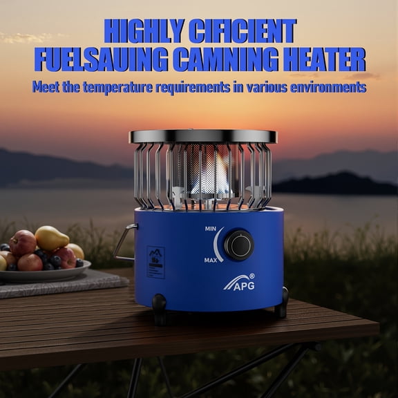 9000 BTU 2-in-1 Propane Heater Stove Adjustable Flame Portable Camping Gas Stove Orange&Blue