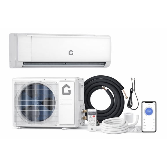 9000 BTU 20 SEER2 Ductless Mini Split AC Heat Pump, WiFi Alexa Inverter System, Self-Cleaning Function, Remote Control & Complete Installation Kit, Efficient Cooling Heating for Up to 450 Sq.Ft