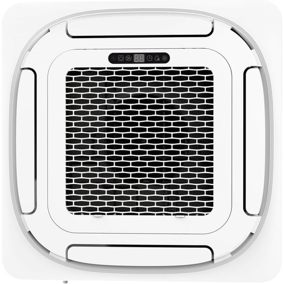 9000 BTU Ceiling Cassette Mini Split AC & Heat Pump 360 8-Way Airflow Ultra-Slim 9.6" Design Whisper-Quiet R454B Refrigerant Central Air Conditioner 208/230V Remote Control 25ft