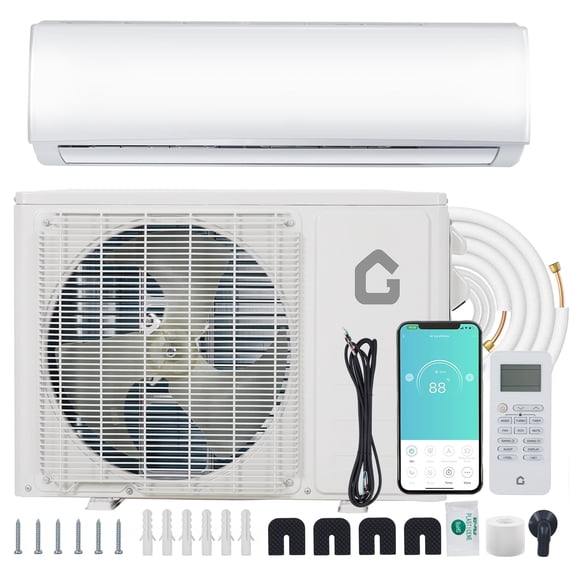 9000 BTU Ductless Mini Split Heat Pump System, 24 SEER2 208V/230V Wifi Enabled Ductless AC Cool Up to 450 Sq. Ft, Compatible with Alexa, Complete Installation Kit, R45 Series