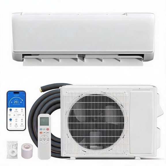 9000 BTU High-Efficiency Split Central Air Conditioner with Heating - 18.5 SEER2 - 230V - WiFi & Alexa Compatible - Powerful Home Cooling and Heating Solution