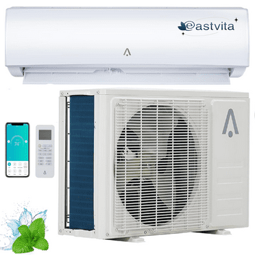 9000 BTU Home Split AC/Heating System Air Conditioner with Pre-Charged Heat Pump & Installation Kit, for Cools Rooms up to 450 Sq. Ft, 115V