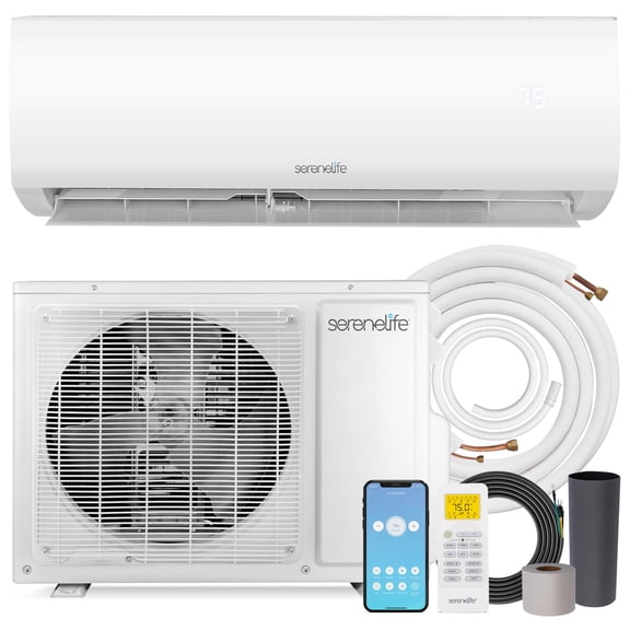 9000 BTU Indoor and Outdoor Mini Split AC Unit Kit 230V Smart Cooling & Heating Mini Split AC with WiFi, Includes Installation Kit, Perfect for Bedrooms, Living Spaces, and Offices