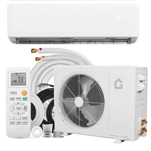 9000 BTU Mini Split AC & Heat Pump, 19 SEER2 Inverter Ductless System, Cools 450 Sq. Ft, Pre-Charged Kit, Ultra-Quiet