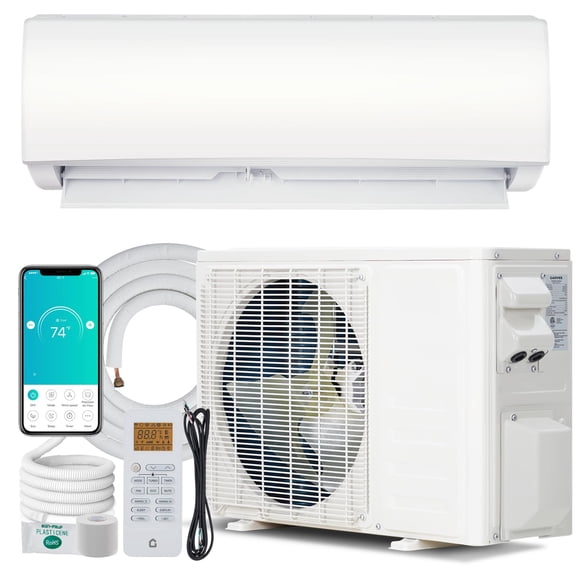 9000 BTU Mini Split AC & Heat Pump, 20 SEER2 Inverter, WiFi & Alexa, Cools 450 Sq. Ft, 230V, Install Kit