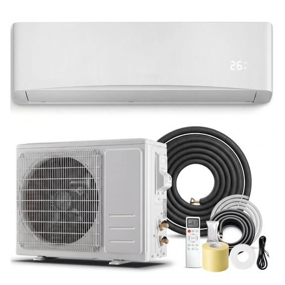 9000 BTU Mini Split AC/Heating System, 17 SEER2 115V/110V Ductless Air Conditioner Cool Up to 450 Sq. Ft with Installation Kit, Pre-Charged Condenser, with 3 Level Eco Mode