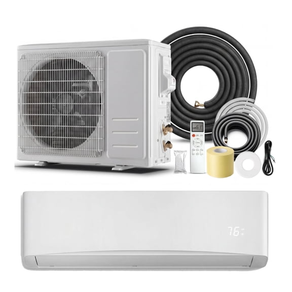 9000 BTU Mini Split AC/Heating System, 17 SEER2 115V/110V Ductless Air Conditioner Cool Up to 450 Sq. Ft with Installation Kit, Pre-Charged Condenser, with 3 Level Eco Mode