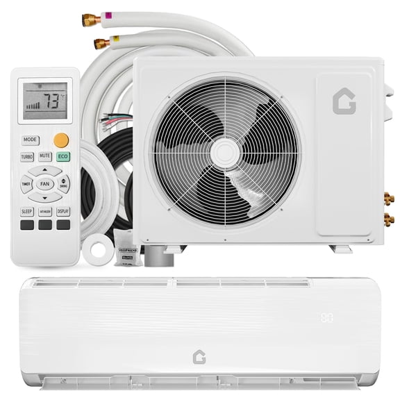 9000 BTU Mini Split AC/Heating System, 17 SEER2 Inverter Split System Air Conditioners, Ductless Wall Mount Heat Pump, AC Unit Cool Up to 450 Sq. Ft, 230V