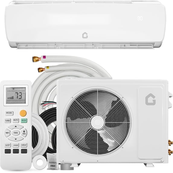 9000 BTU Mini Split AC with Remote, 19 SEER2 Cools Up to 450 Sq Ft, 230V Ductless Inverter Heat Pump System, Pre-Charged & Installation Kit, Ultra-Quiet